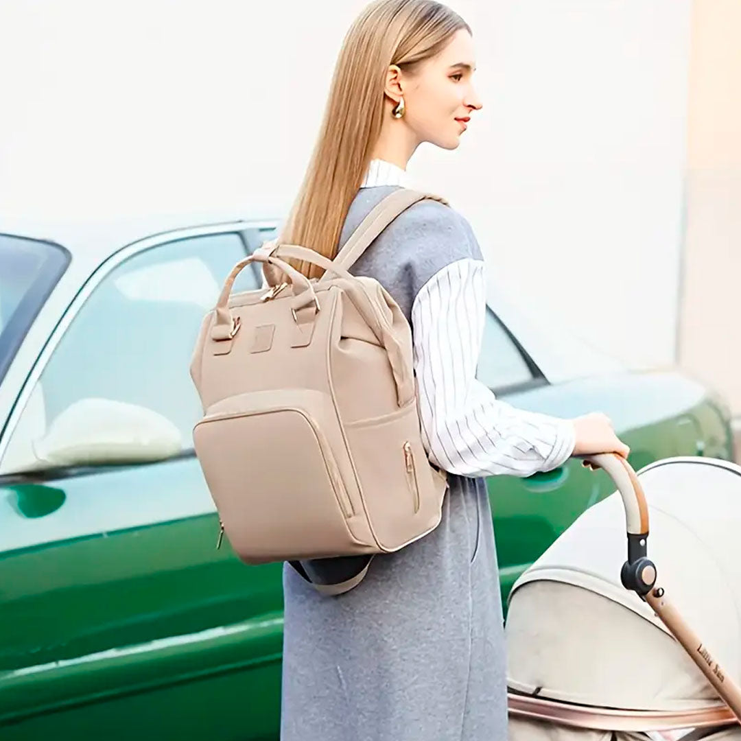 Pañalera morral Qixitu multifuncional de múltiples bolsillos, de buena capacidad de almacenamiento, varias divisiones de compartimientos para organizar, con bolsillos térmicos para teteros
