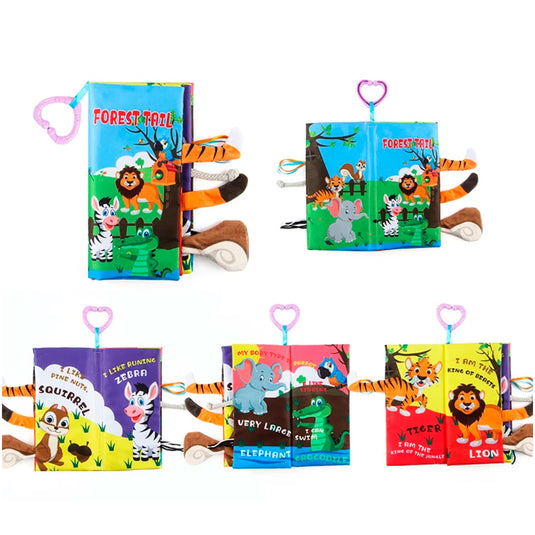 Paquete de 3 libros sensoriales de tela con motivos de animales y diferentes texturas