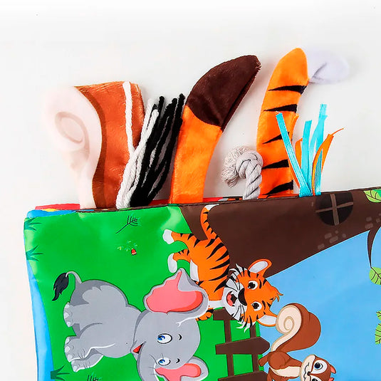 Paquete de 3 libros sensoriales de tela con motivos de animales y diferentes texturas