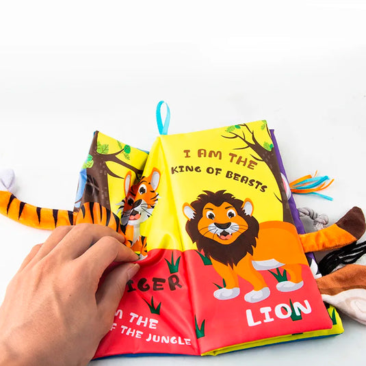 Paquete de 3 libros sensoriales de tela con motivos de animales y diferentes texturas