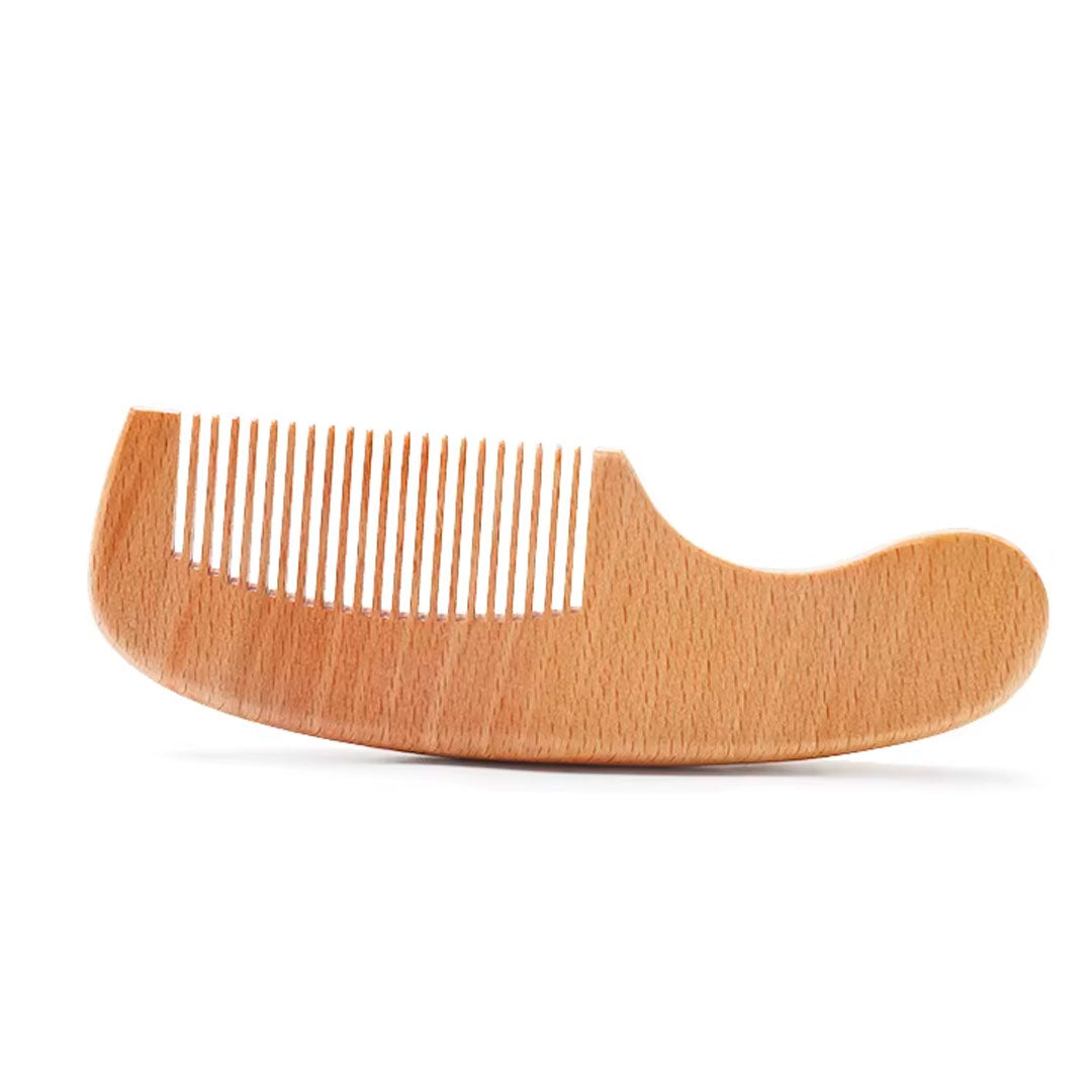 Set x2 piezas de peine y cepillo en bambú para bebé, juego para el cuidado del cabello, con mango ergonómico, hecho en madera suave - Kokibebe