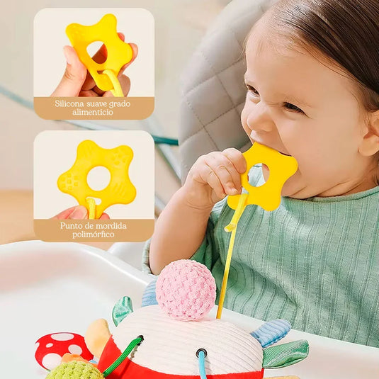 Peluche cangrejo sensorial con función de móvil colgante, juego de estimulación, ideal para llevar contigo o colgar del coche, múltiples texturas de estimulación sensorial