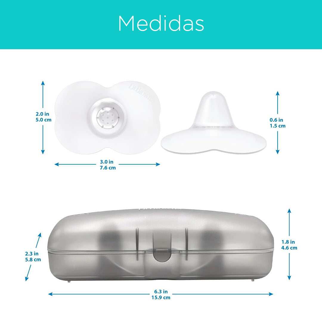 Pezoneras mariposa en silicona 100% libre de BPA, protectores de lactancia materna, con estuche para esterilizar y transportar, en material resistente y ligero, fáciles de asear - Dr Brown's