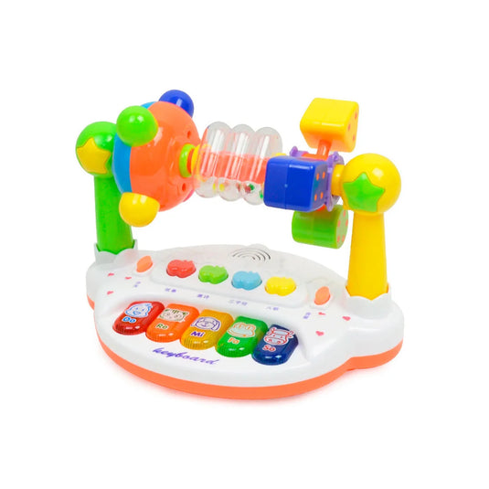 Piano musical didáctico con luces y melodías para bebé, botones clásicos de notas musicales Do Re Mi, hecho en material de alta calidad con superficie lisa, iluminación y sonidos con cada tecla, control de volumen, ideal para estimulación auditiva