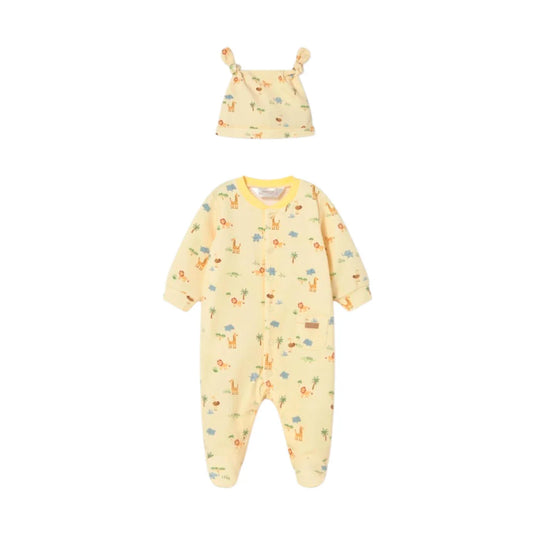 Pijama estampada con pies y gorrito a juego - Mayoral