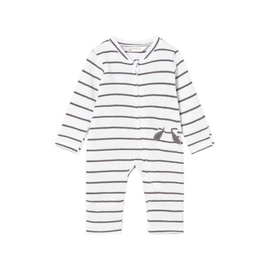 Pijama manga larga blanca con rayas para bebé - Mayoral