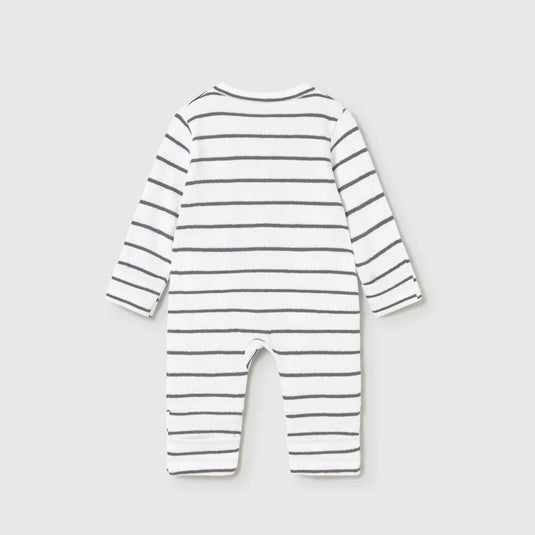Pijama manga larga blanca con rayas para bebé - Mayoral