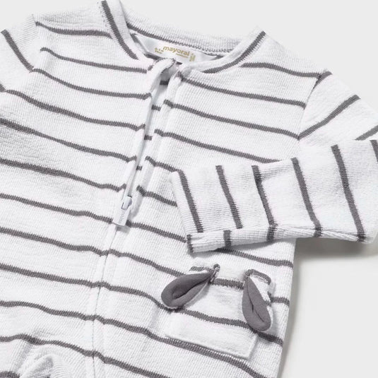 Pijama manga larga blanca con rayas para bebé - Mayoral