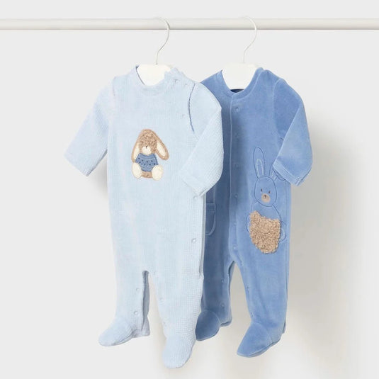 Pijama mameluco manga larga Conejitos para bebé, cuello redondo, cierre con botones a presión en la parte delantera, botones a presión en la entrepierna para facilitar la puesta, cálido tejido de algodón con tacto suave y aterciopelado - Mayoral