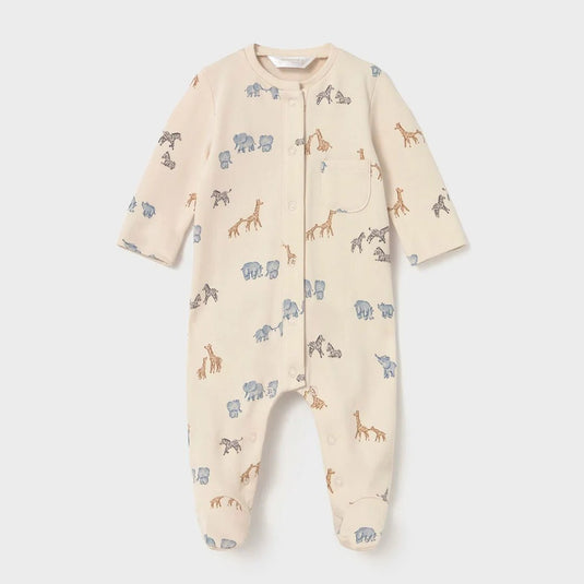 Pijama mameluco con diseño estampado para bebé, cuello redondo, cierre con botones a presión en la parte delantera, botones a presión en la entrepierna para facilitar la puesta de la prenda, diseño estampado - Mayoral