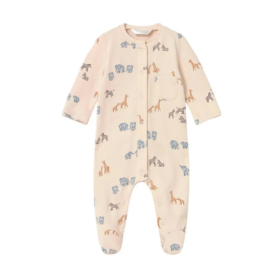 Pijama mameluco con diseño estampado para bebé, cuello redondo, cierre con botones a presión en la parte delantera, botones a presión en la entrepierna para facilitar la puesta de la prenda, diseño estampado - Mayoral