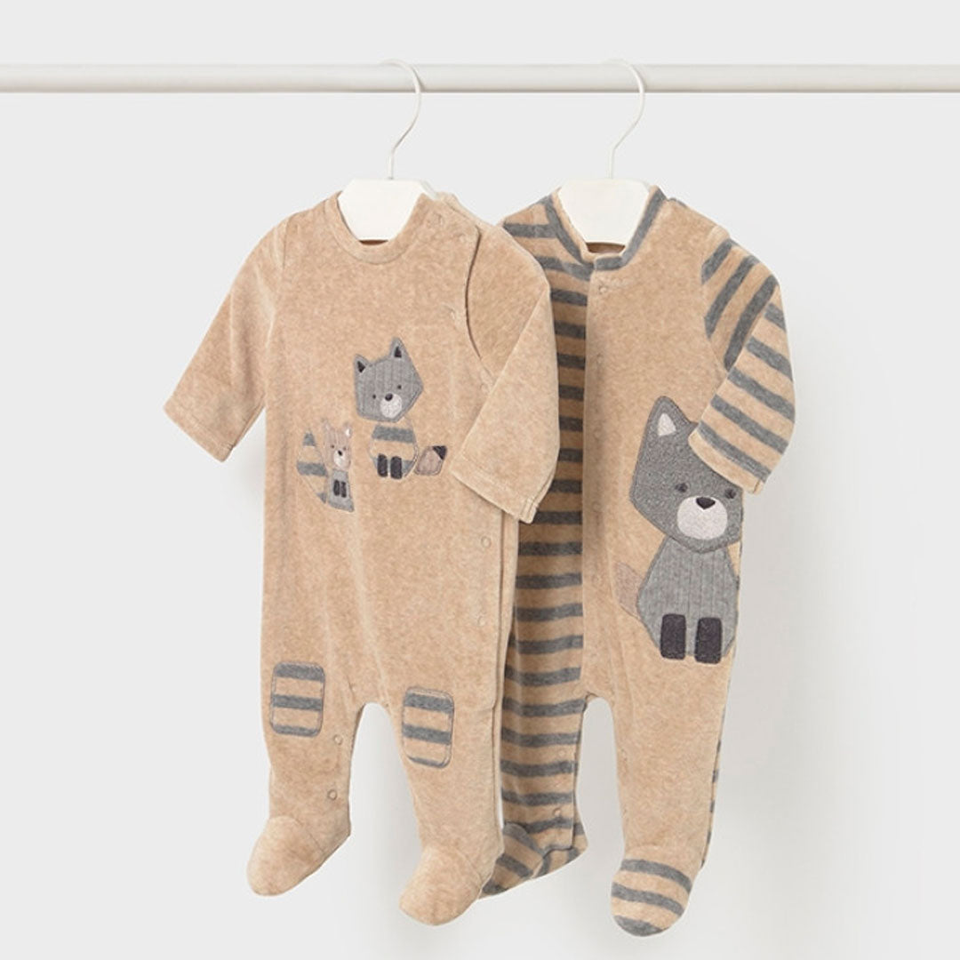 Pijama manga larga con diseño de zorrito para bebé, cuello redondo, botones a presión en la entrepierna para facilitar la puesta de la prenda, cálido tejido de algodón con tacto suave y aterciopelado - Mayoral