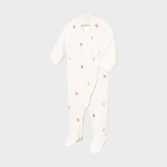 Pijama enteriza de manga larga para recién nacida, cuello redondo, cierre lateral con botones a presión, botones a presión en la entrepierna para facilitar la puesta de la prenda - Mayoral