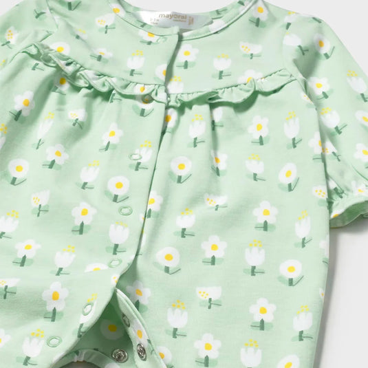 Pijama mameluco manga larga verde menta para bebé - Mayoral