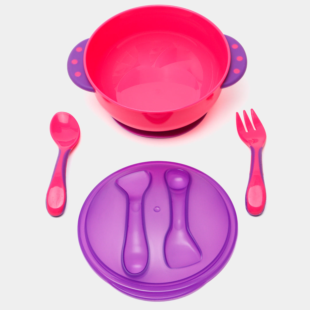 Set de plato con cubiertos, con base de succión, juego de cuchara y tenedor - OnlyBaby