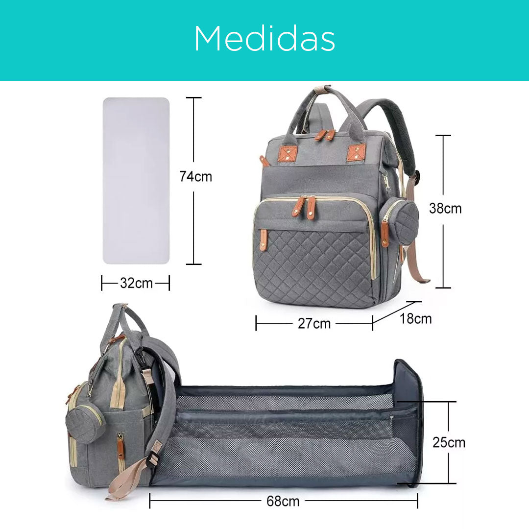 Pañalera moisés con monedero premium para bebés, multifuncional con cuna-cambiador incorporado, de gran capacidad y múltiples compartimentos