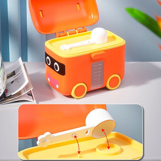 Portaleche Bus portátil, recipiente para leche de fórmula para bebés, contenedor de almacenamiento con sellado a prueba de humedad y cuchara dispensador