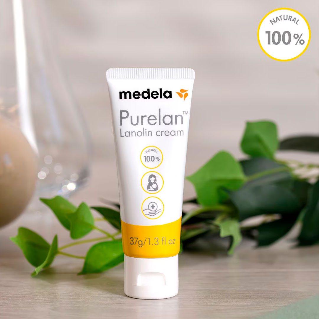 Crema de lanolina Purelan para pezones, de un solo ingrediente 100% natural sin aditivos ni fragancia añadida, dermatológicamente probada - Medela