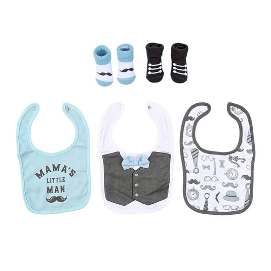 Set x3 baberos y x2 medias para bebé, hechos en material suave hipoalergénico - Hudson baby