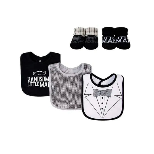 Set x3 baberos y x2 medias para bebé, hechos en material suave hipoalergénico - Hudson baby