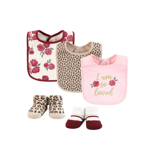 Set x3 baberos y x2 medias para bebé, hechos en material suave hipoalergénico - Hudson baby