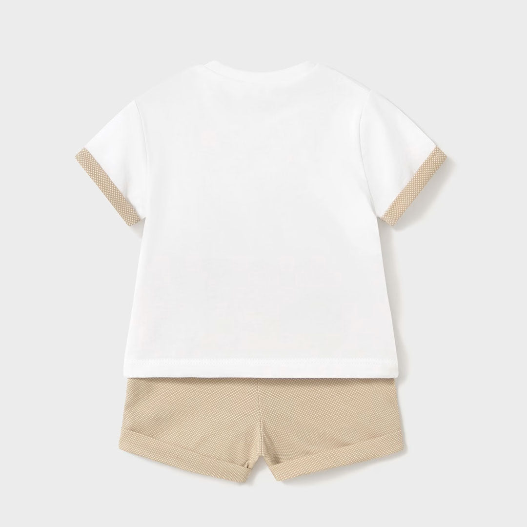 Set 2pz camiseta con diseño bordado y short, hecho en tela transpirable e hipoalergénica, ajuste de botones en el hombro - Mayoral
