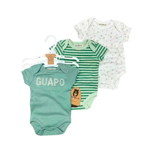 Set x3 mamelucos con diseños estampados, cómoda capa base ideal para combinar con pantalones, shorts o incluso debajo de la ropa, hechos en material hipoalergénico suave al contacto con la piel, ideales para el uso diario - RabbitBear