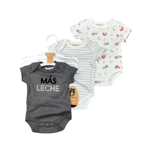 Set x3 mamelucos con diseños estampados, cómoda capa base ideal para combinar con pantalones, shorts o incluso debajo de la ropa, hechos en material hipoalergénico suave al contacto con la piel, ideales para el uso diario - RabbitBear