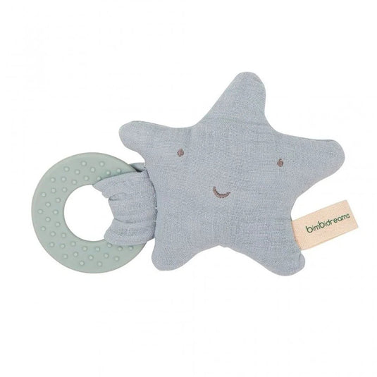 Set regalo de 3pz con 2 gasitas y 1 mordedor de estrella, gasas de muselinas en tela ligera, tejido suave, natural y respirable, mordedor en tela antialérgica en forma de estrellita diseñado para ofrecer suavidad y seguridad - Bimbidreams