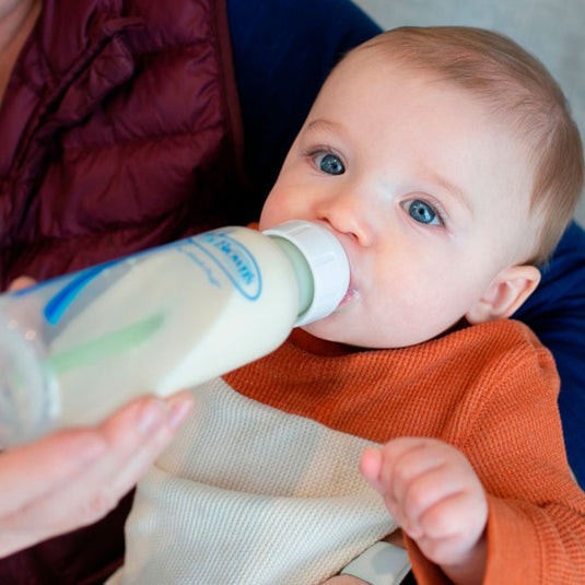 Set de recién nacido teteros Anticólicos Options+ Natural Flow, kit de 14pz con biberones, tetinas repuesto de diferentes etapas, sujetador de teteros en silicona, todo 100% libre de BPA - Dr Brown's