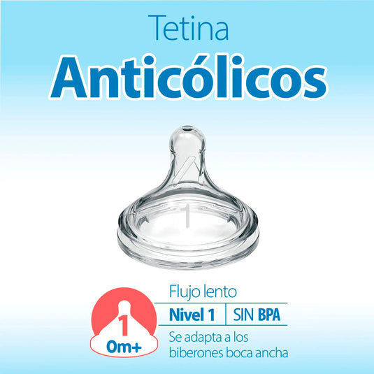 Set de recién nacido teteros Anticólicos Options+ Natural Flow, kit de 14pz con biberones, tetinas repuesto de diferentes etapas, sujetador de teteros en silicona, todo 100% libre de BPA - Dr Brown's