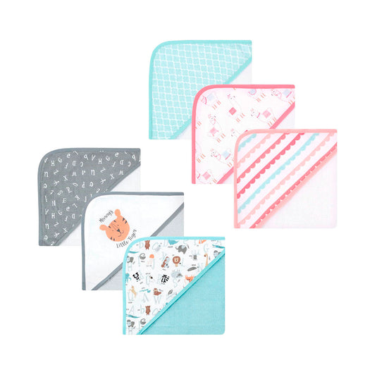 Set de toallas con capucha x3 unidades, hecha en algodón y poliéster absorbente, diseños variados llamativos para tu bebé - Hudson Baby