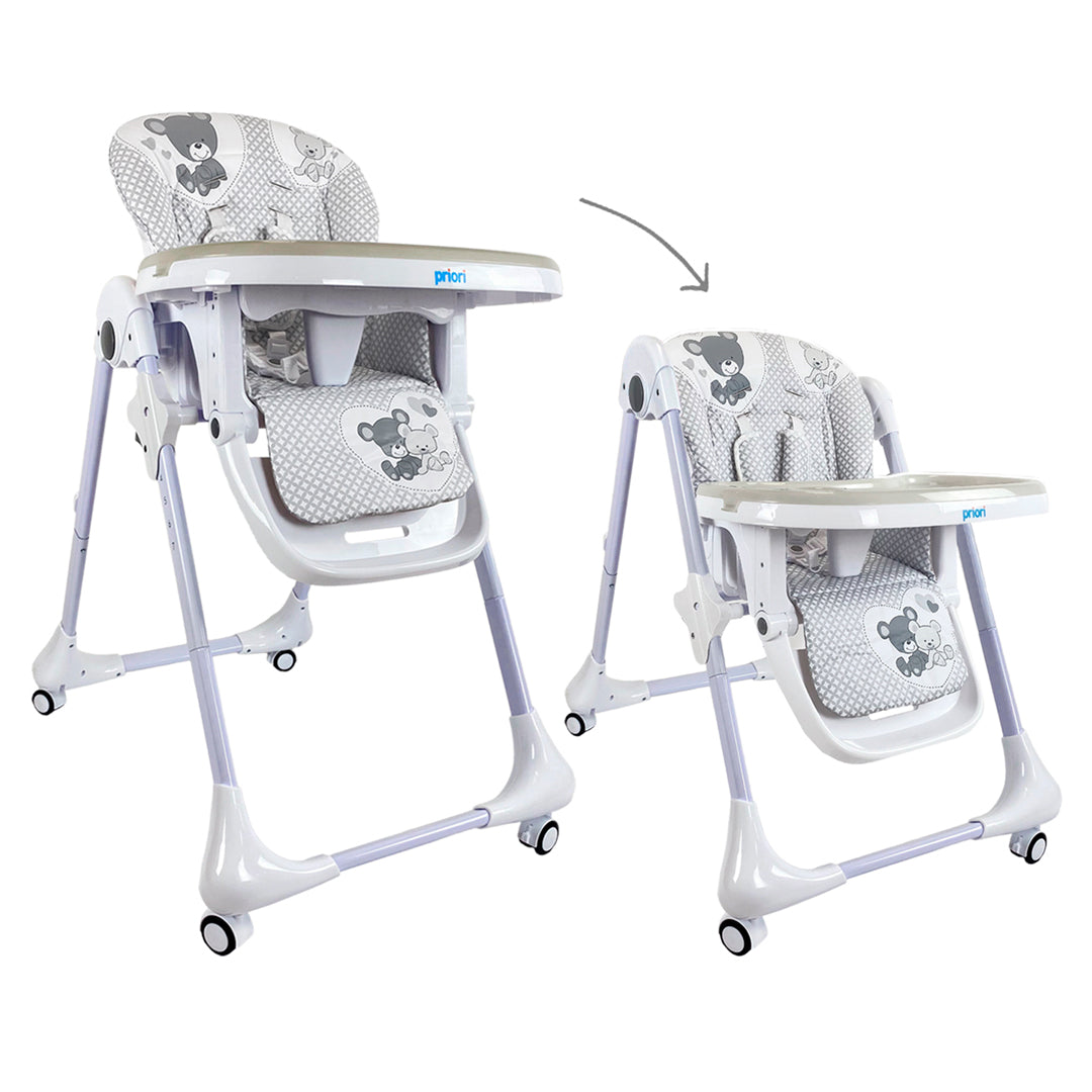 Silla comedor infantil con altura graduable, reclinado y bandeja ajustable - PRIORI