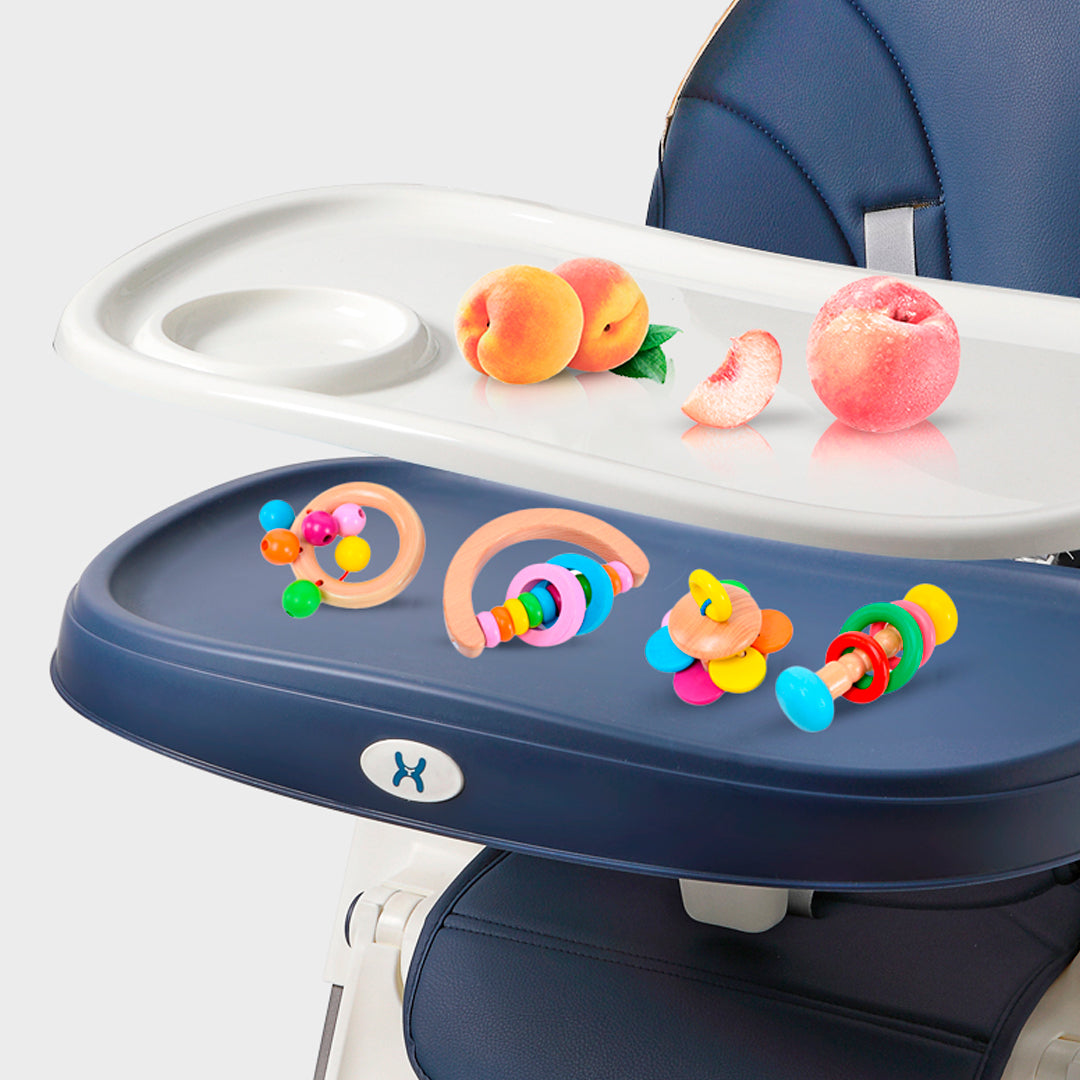 Silla comedor de lujo para bebé de 6 a 36 meses, plegable, asiento acolchado, altura y posiciones ajustables