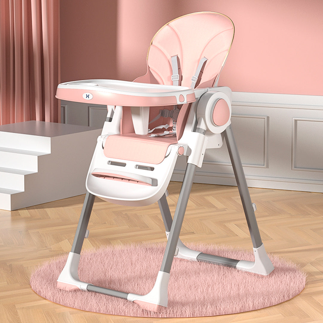 Silla comedor de lujo para bebé de 6 a 36 meses, plegable, asiento acolchado, altura y posiciones ajustables