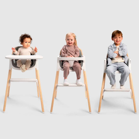 Silla comedor BRYN alta de lujo con diseño holandés, diseñada para usarse hasta aproximadamente los 6 años, con reposapiés ajustable y cinturón con tres puntos de ajustes, elaborada con madera de alta calidad - Nuna