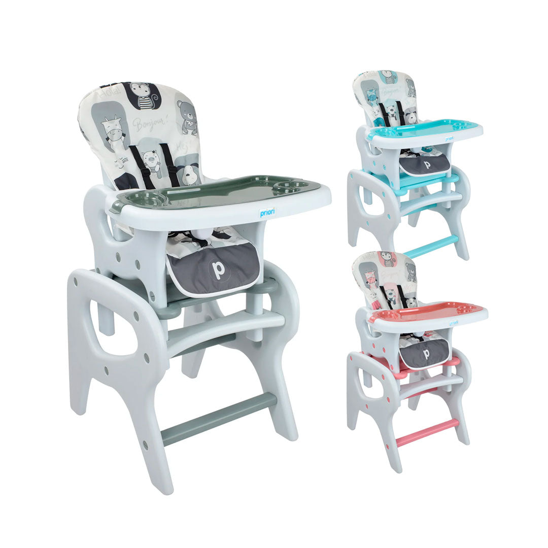 Silla comedor y escritorio 2 en 1, convertible a silla alta, silla baja y con comedor, ideal desde la alimentación completaría hasta los 5 años - Priori