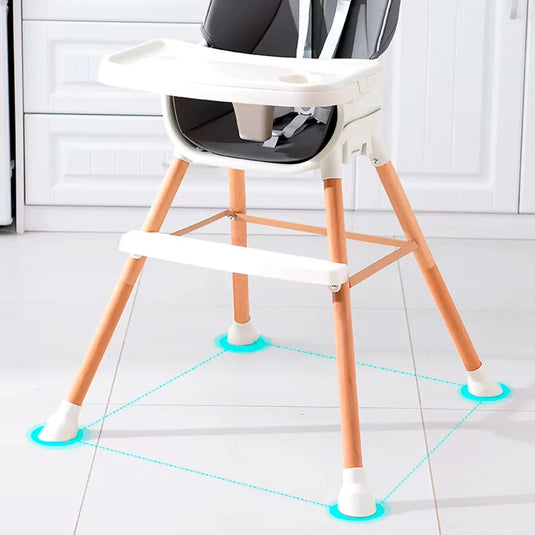 Silla comedor para bebé de 0 a 36 meses con patas de madera, reposapiés y altura ajustable