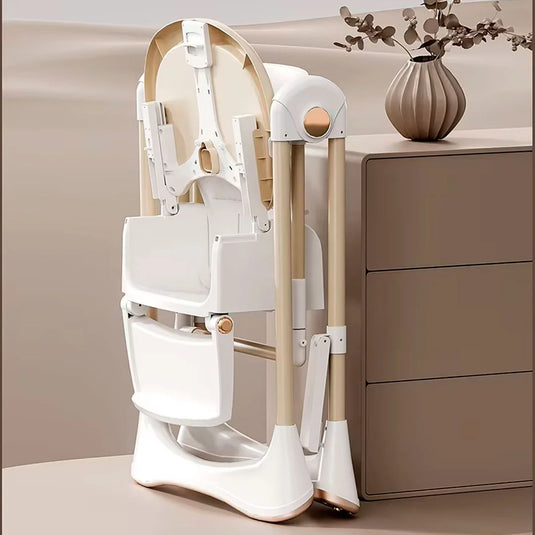 Silla 2en1 comedor y mecedora ajustable para bebé, columpio y comedor, estructura metálica en pirámide para mas estabilidad, bandeja ajustable y removible, ruedas para facilitar su traslado y se pueden quitar para mas estabilidad