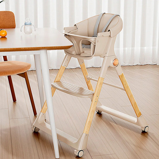 Silla comedor de lujo con sistema de plegado, cómoda y ahorra espacio, cinturón de seguridad de 5 puntos, bandeja extraíble ajustable en dos posiciones, ruedas con bloqueo que se pueden poner o quitar de las patas