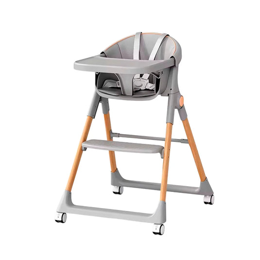 Silla comedor de lujo con sistema de plegado, cómoda y ahorra espacio, cinturón de seguridad de 5 puntos, bandeja extraíble ajustable en dos posiciones, ruedas con bloqueo que se pueden poner o quitar de las patas