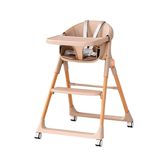 Silla comedor de lujo con sistema de plegado, cómoda y ahorra espacio, cinturón de seguridad de 5 puntos, bandeja extraíble ajustable en dos posiciones, ruedas con bloqueo que se pueden poner o quitar de las patas