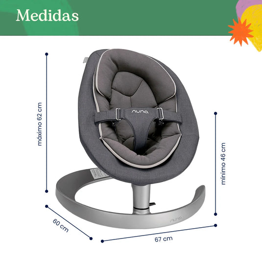 Silla mecedora con exclusivo balanceo sin motor LEAF™ GROW, tres posiciones de reclinado ergonómicas, elegante diseño holandés, acompaña el crecimiento de tu bebé, barra de juguetes extraíble, certificado OEKO-TEX® y GOTS - Nuna