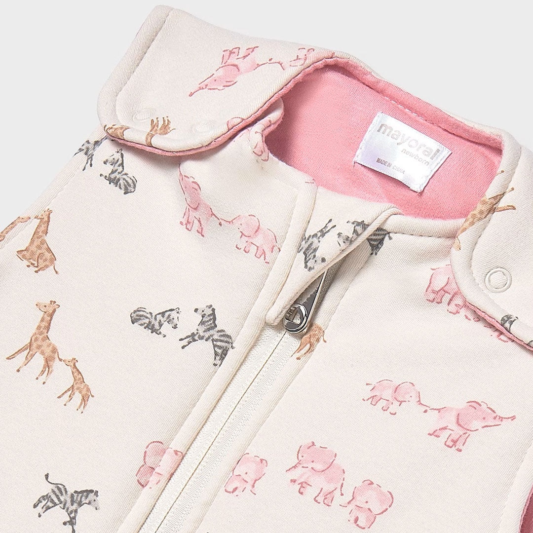 Sleeping bag con diseño estampado animalitos para bebé, saco de dormir para mantener abrigado de forma segura, tirantes regulables a diferentes alturas y bajo ajustable con botones, cierre con cremallera - Mayoral