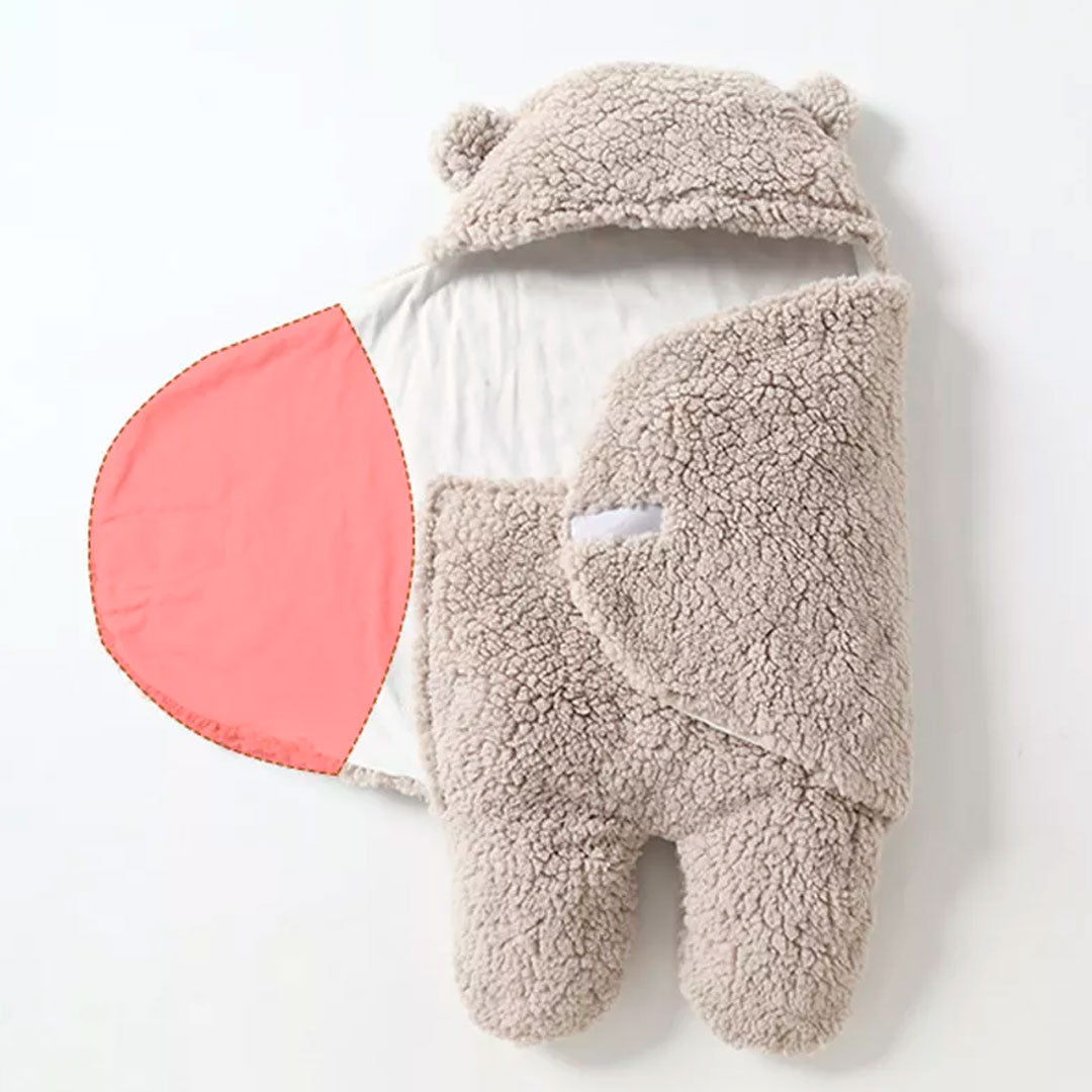 Sleeping rosa con orejitas para recién nacido, saco de dormir con cierre por velcro, cobertor hecho en material cálido e hipoalergénico