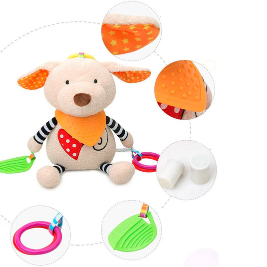 Sonajero antialérgico móvil con pita musical, juguete sonajero y rascanecias de silicona suave para bebé, de diferentes texturas y colores