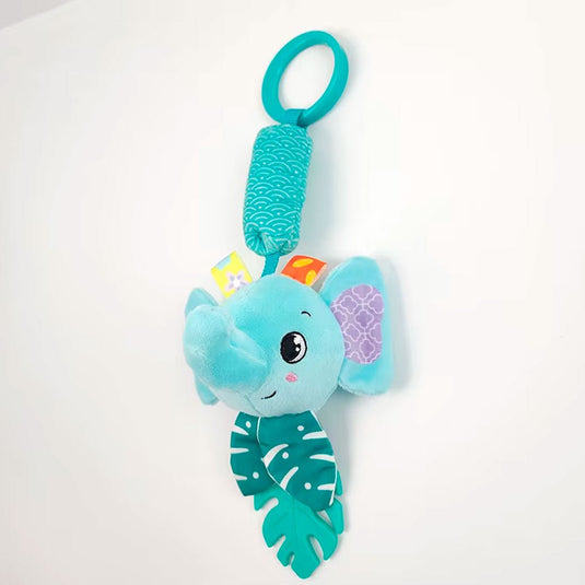 Móvil colgante de peluche con cascabel, sonajero con diseño de animalitos, rascaencias suave en silicona suave, con diferentes colores y texturas