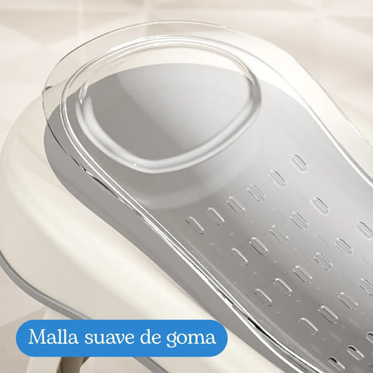 Soporte de baño antideslizante para bebé, plegable, con respaldo ergonómico