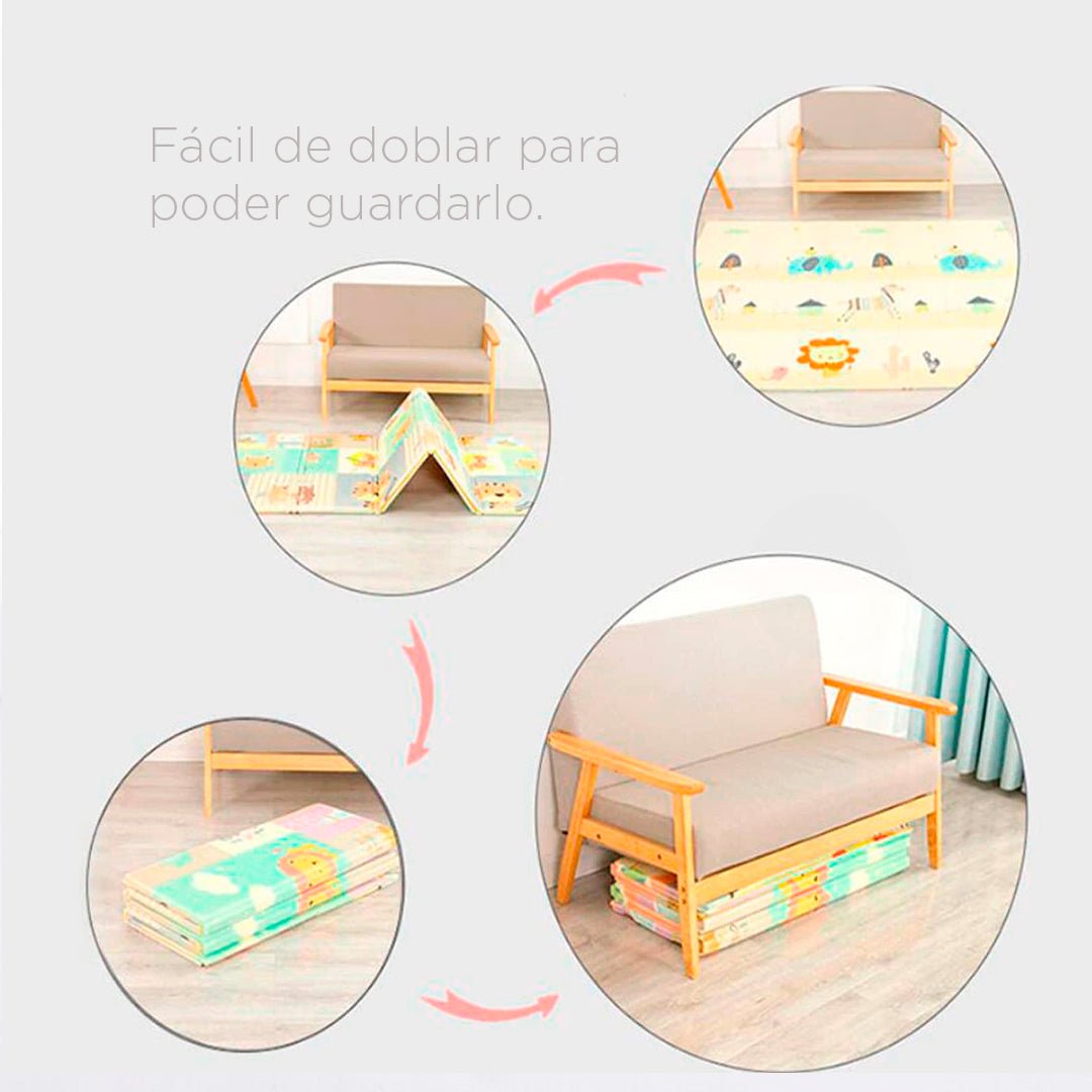 Tapete didáctico de gateo, tapete de juego plegable de espuma, portátil