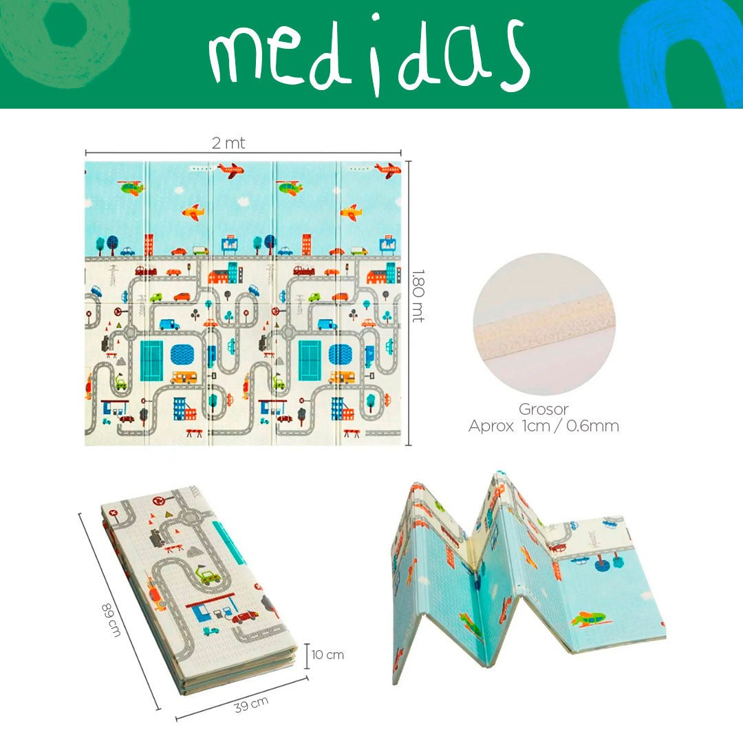 Tapete didáctico de gateo, tapete de juego plegable de espuma, portátil